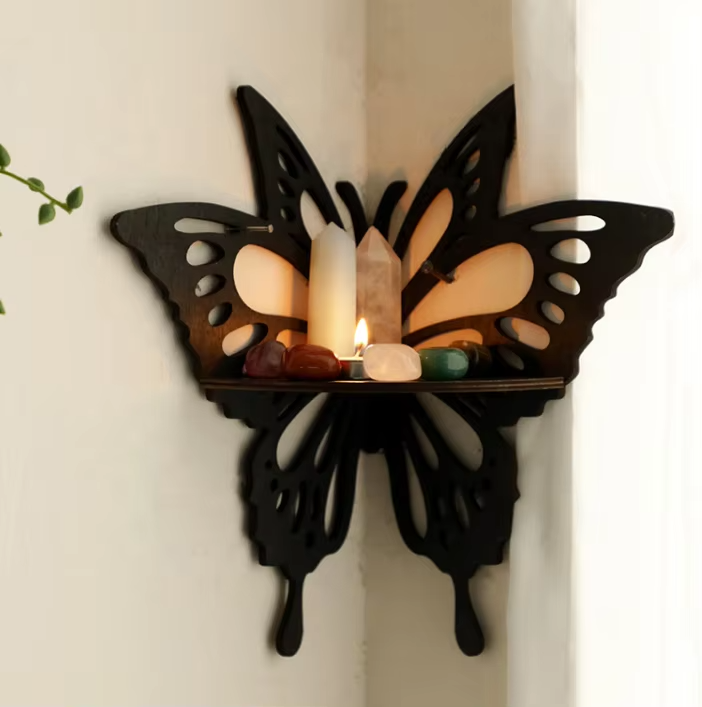 🦋 Butterfly Wooden Wall Corner Shelf 🦋